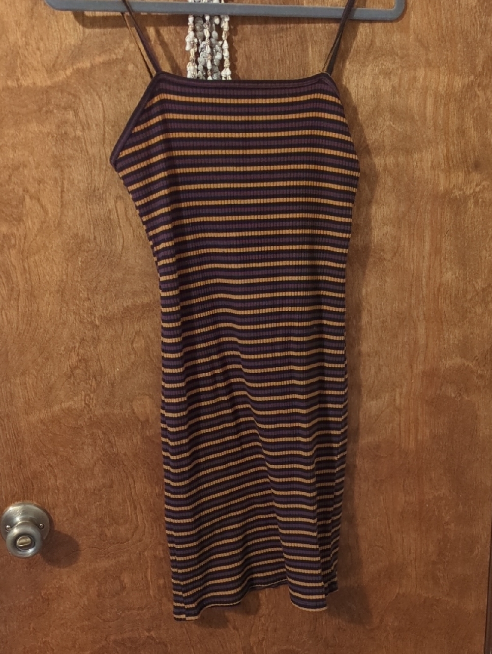 eye candy Striped Ribbed Tank Dress in Purple & Gold